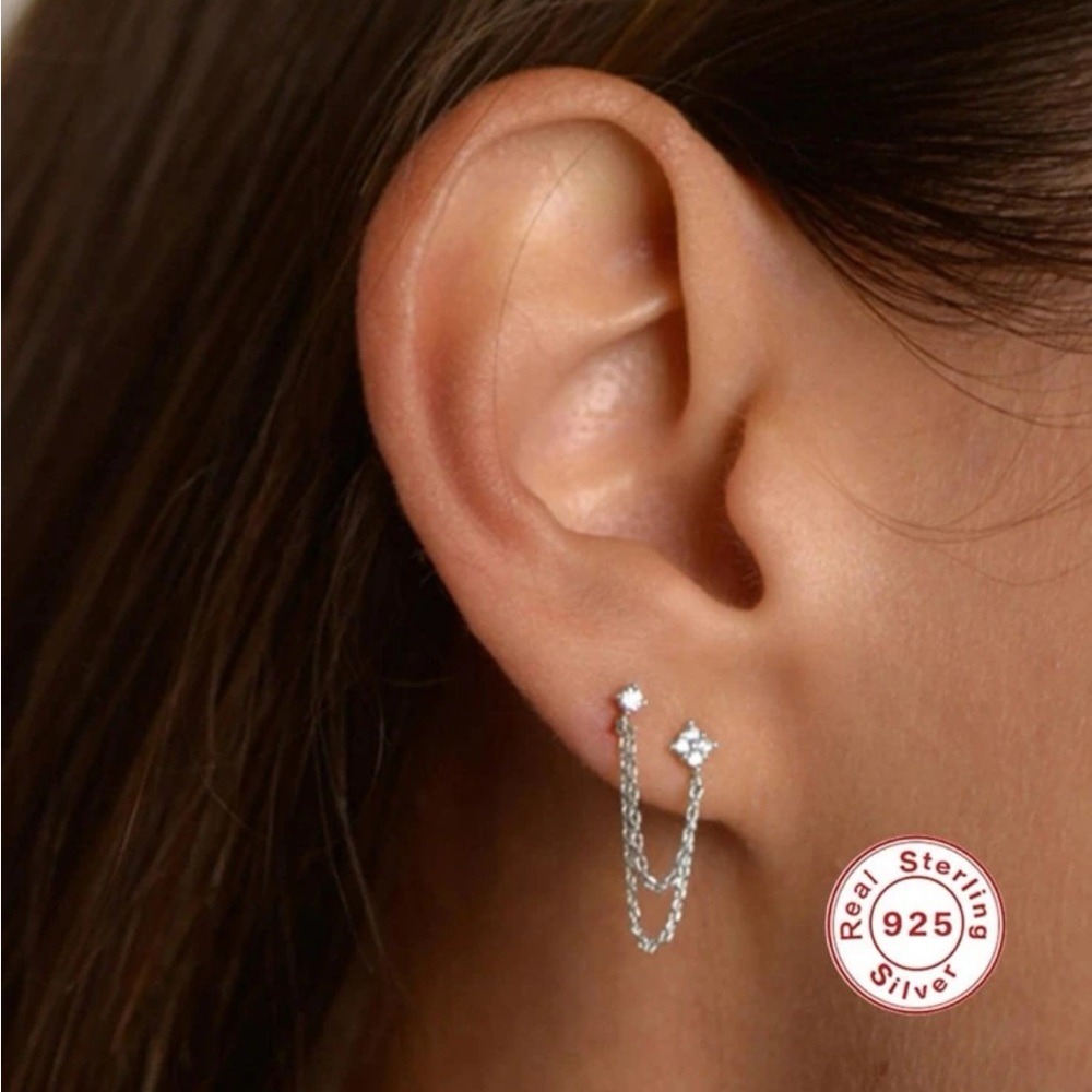 925 Sterling Silver Rhinestone Drop Earrings✨